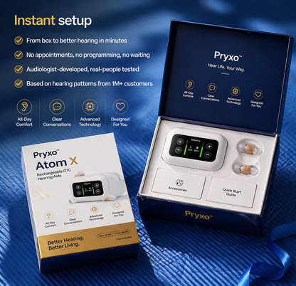 🔥 Only 1 Hours Left! 👂 Pryxo™ Atom X Smart Hearing Aids — Clearer Sound, More Comfortable Living 💖🔊
